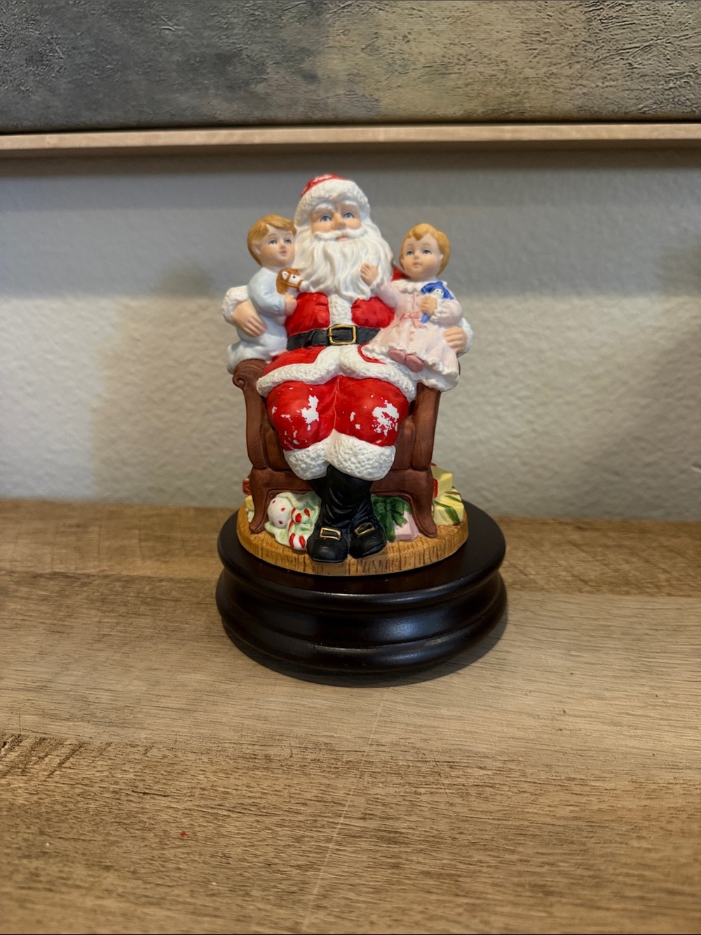Vintage Holiday Santa Figurine with Children - Red and White